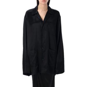 발렌시아가 블랙 루즈 핏 파자마 셔츠 818436TLO28 1000