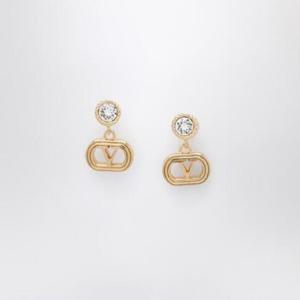 VALENTINO GARAVANI Gold Ovalette earrings with Swarovski crystals 7W2J0AI4YCW/R_VALE-9MN