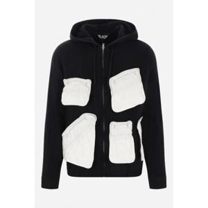꼼데가르송 블랙 울 블렌드 펠트 후드 가디건 1NJ014W24 1BLACK