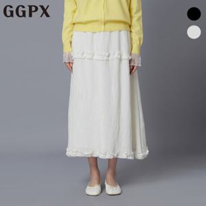 [지지피엑스]프릴 라인 배색 롱 스커트 (GP2SK004F)