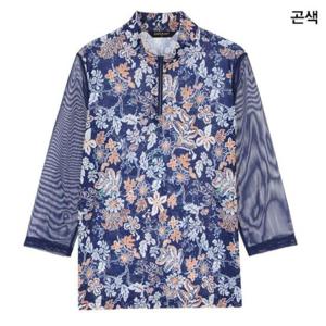 그린조이 HC12 여성 플라워 프린트 7부 하프 집업 티셔츠 GP25KL51W(네이비)