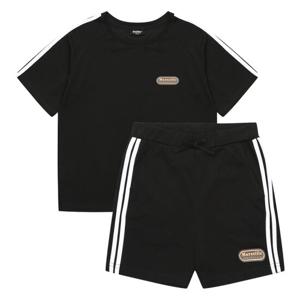 에꼴리에 여아 2선 트레이닝 반팔 반바지 세트 21B0757_BK