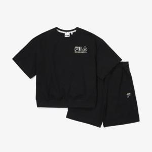 [휠라키즈]쭈리 반팔 맨투맨&반바지 셋업 (FK2FSF2201X_BLK)