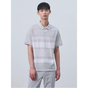[빈폴멘] 톤온톤 컬러블럭 칼라넥 티셔츠  그레이 BC4342C312