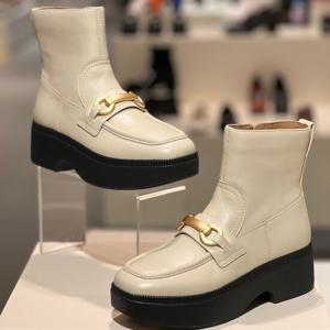 핏플랍24FW F-루마 웨지 여성 청키 앵클 부츠 FFSO4F621CR 크림