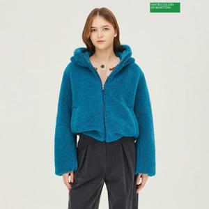 [베네통] 블랑 배색 후드 구스 패딩 BAPDA4461_TQ
