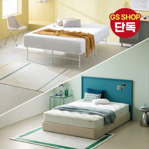 [지누스침대][Q] 스마트베이스 엘리트 화이트 침대SET / 그린티 에어 하이브리드 25cm 침대 세트 프레임 퀸