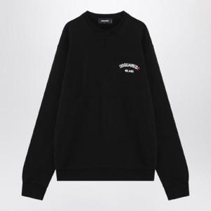 DSQUARED2 로고가 있는 검은색 코튼 스웨트셔츠 S74GU0855S25539/Q_DSQUA-900