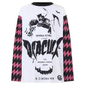 25 SS GCDS 드라큘라 프린트 긴소매 티셔츠 A2CM2203DR1 TP432390977
