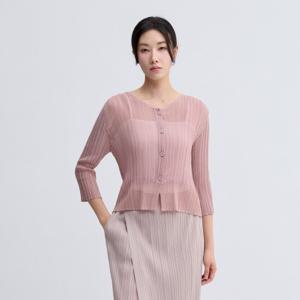 [플리츠미(여성)]매쉬 배색 볼레로 가디건_EPCDM025001