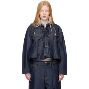 25 SS 사카이 여성 인디고 블루 Levis 데님 재킷 252445F060001
