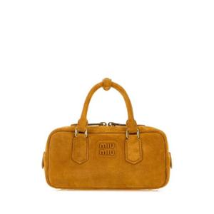 MIU MIU 머스타드 스웨이드 Arcadie 핸드백 5BB142VOON2CS4 F0R55