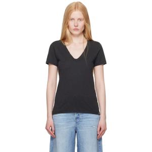 25 SS 랙앤본 여성 블랙 슬러브 티셔츠 252055F110017