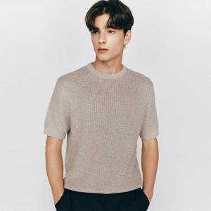 [지오다노]남 9GG 크루넥 크로쉐 텍스처 반팔 니트 스웨터 055535