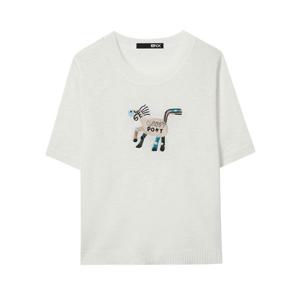 [BNX]자수 포인트 반팔 니트 (BX2KP016L0)