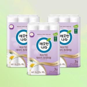깨끗한나라 허브가든 데이지 프리미엄 30롤 3팩(총90롤)