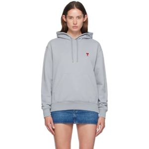 AMI Paris 후드 블루 아미 드 꾀흐 후디 242482F097000