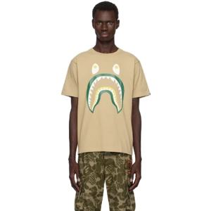 BAPE 티셔츠 베이지 컬러 샤크 Ponr 티셔츠 241546M213190