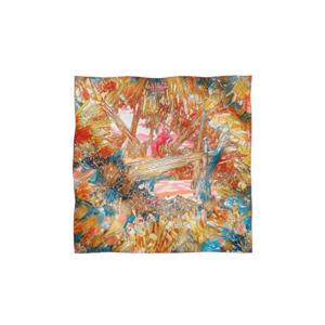 에르메스 라 발레 드 크리스탈 스카프 90 오랑쥬 로즈 블루 H004010S02