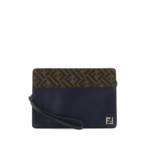 FENDI 자수 캔버스 및 가죽 스탠딩 클러치 7N0145AFF2 F1M6D
