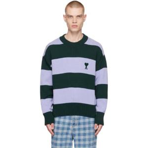 AMI Paris 티셔츠 SSENSE 익스클루시브 블루   그린 아미 드 꾀흐 스웨터 231482M201030
