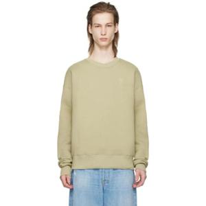 AMI Paris 스웨트셔츠 카키 아미 드 꾀흐 스웨트셔츠 241482M204006