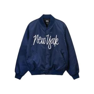 스투시 NY 챕터 사틴 바시티 자켓 네이비 115692