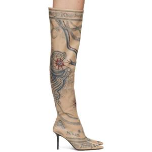 지미추 롱부츠 베이지 Jean Paul Gaultier 싸이하이 부츠 241528F115003