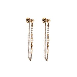 Alexander McQueen 진주 해골 드롭 체인 귀걸이 734745I170A 2375 TP934509079