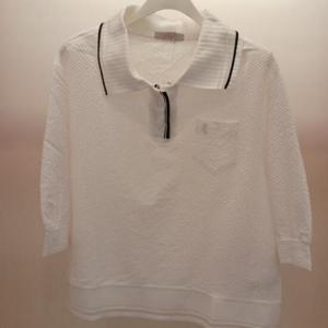 Latium HC06 팔뚝품편한 루즈핏 5부반팔 엠보싱 깔끔한 무지 카라 티블라우스 T2523bl32W