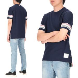 [톰브라운] 삼선 스트라이프 MJS204A J0046 415 면니트 반팔티셔