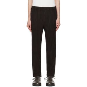 25 SS Homme Plisse Issey Miyake 남성 브라운 커지 플리츠 슬랙스 242729M191042