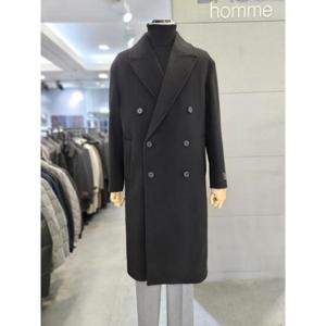 바쏘옴므 세이브존03 바쏘옴므 24 F/W 블랙 울  블렌드 세미오버 더블코트 WSAGY4CD30ABKA