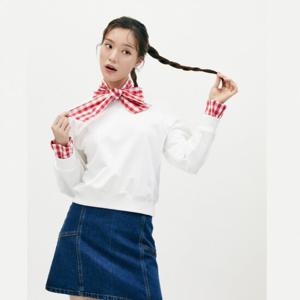 플라스틱아일랜드  체크배색 맨투맨 티셔츠 (PR2CL361)