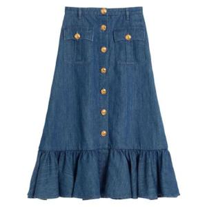 발렌티노 버튼업 데님 미디 스커트 1865753