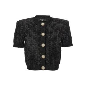BALMAIN & 39 모노그램& 39  크롭 가디건 DF1SB215KG96EAC