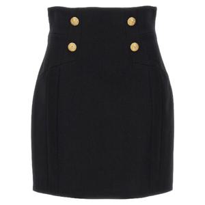 BALMAIN 로고 버튼 스커트 BF1LB810WC090PA