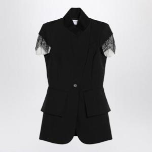 ALEXANDER MCQUEEN Sleeveless jacket in black/ivory spider web lace 822747QJADK/Q_ALEXQ-1000