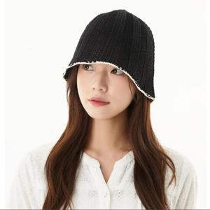 플라스틱아일랜드  배색 라피아 버킷햇 (PR2AY501)