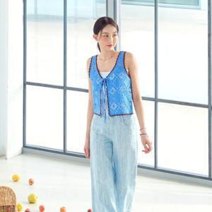 플라스틱아일랜드  리본여밈 크로셰 베스트 (PR2KV561)