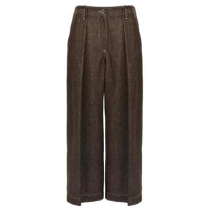 BRUNELLO CUCINELLI 플리츠 와이드 코튼 팬츠 1861310