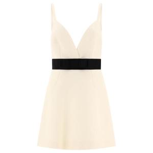 DOLCE & GABBANA Woolen dress with satin belt and straps 15367657