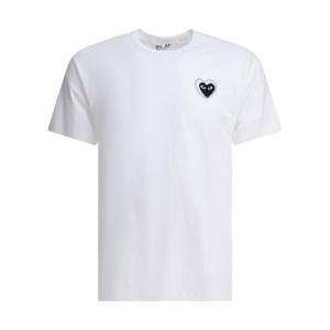 꼼데가르송 플레이 남성 화이트 반팔 티셔츠 AXT8020511 WHITEXBLACK