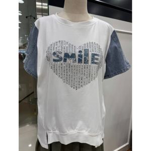 [르니앤맥코이]큐빅 스마일데님로고 티셔츠MM05TS707