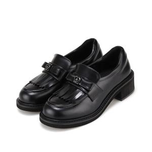 [바바라]바바라 소가죽 리본 하트 장식 여성 로퍼 5cm_BBH541