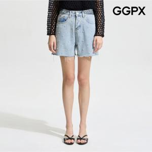 [GGPX] 밑단 컷팅 진주 4부 데님 팬츠 (GP5PT035F)