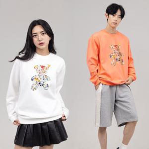 엘라모 3M 플라워베어 맨투맨 남녀공용 빅사이즈 S-4XL