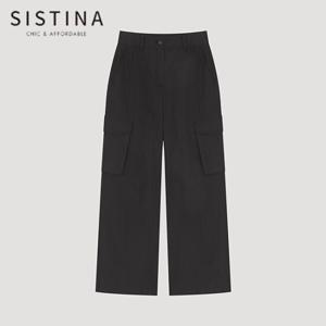 [SISTINA] 인기 스트랩 카고 와이드 팬츠_AWWSLO11030_BK