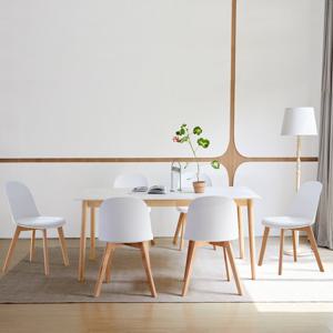 베스트리빙 스칸디 무이 12T 사각형 세라믹 6인(1800) 식탁세트/원목의자 6개
