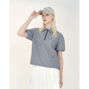 닥스 골프 여성 24SS 추가인하PREMIUM 블랙 써커우븐 7부소매 반집업 티셔츠 DNTS4B521BK